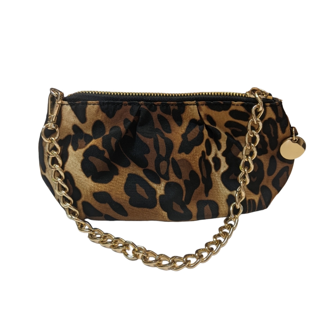 CHICOS Leopard‎ Chain Pouch Purse Gold Tone Hardware